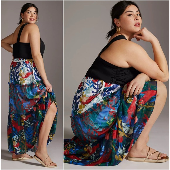 ANTHROPOLOGIE NWT 2X HUTCH Floral Printed Tiered Maxi Skirt • Vibrant Boho - Picture 12 of 13